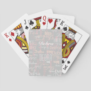 Custom Pinkish Name all-over-print grey Playing Cards