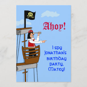 Custom Pirate Birthday Party Invitations Ship