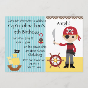 Custom Pirate Boy Birthday Party Invitation