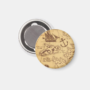 Custom Pirate map land point Family Magnet