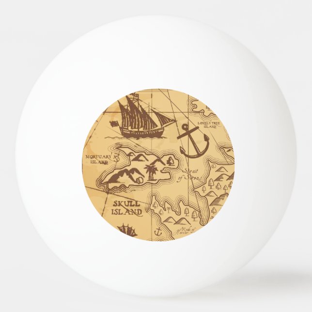 Custom Pirate map land point Family Ping Pong Ball (Front)