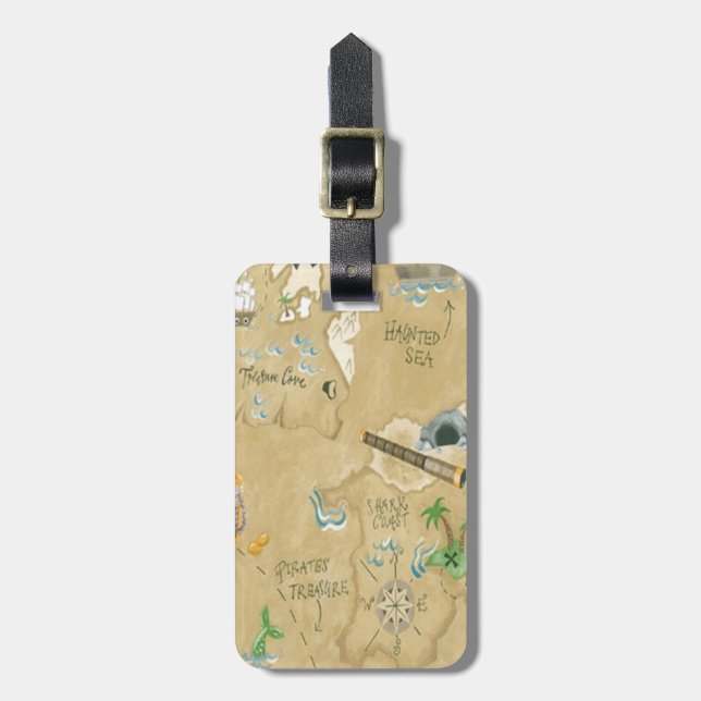 Custom Pirate Map Luggage Tag (Front Vertical)