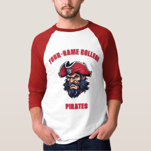 CUSTOM Pirate Mascot   Red - School College Team T-Shirt