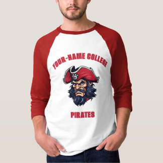 CUSTOM Pirate Mascot | Red - School College Team T-Shirt