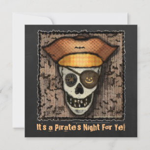 Custom Pirate Skull Halloween Party Invitation