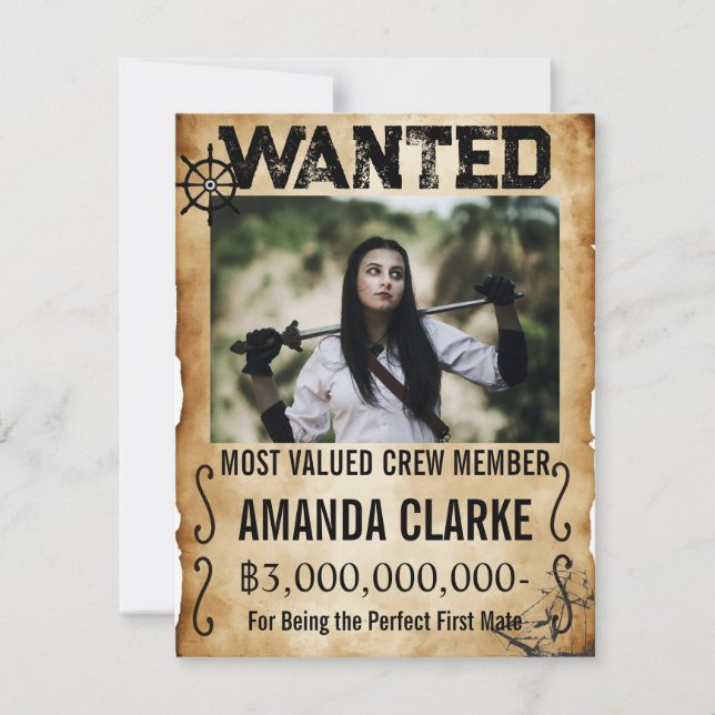 Custom Pirate Wanted Poster Bridesmaid Proposal Announcement (Front)