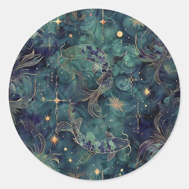 Custom Pisces Astrology Sticker Seal (Front)