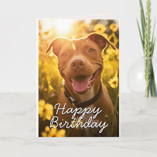 Custom Pitbull Birthday Card (Front)