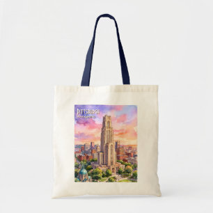 Custom Pittsburgh Cathedral of Learning Watercolor Tote Bag