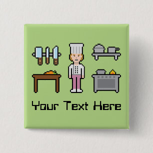 Custom Pixel Female Chef 15 Cm Square Badge
