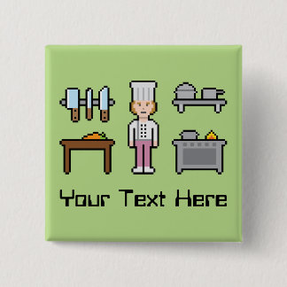 Custom Pixel Female Chef 15 Cm Square Badge