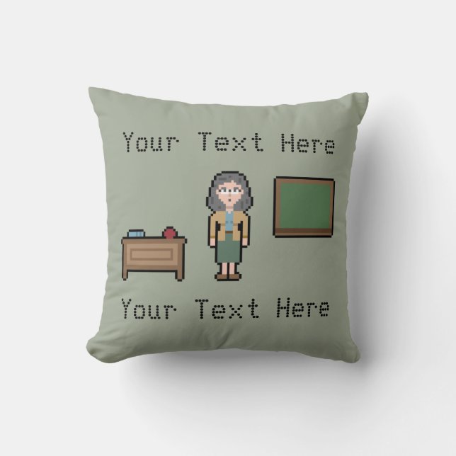 Custom Pixel Female Teacher Cushion (Front)