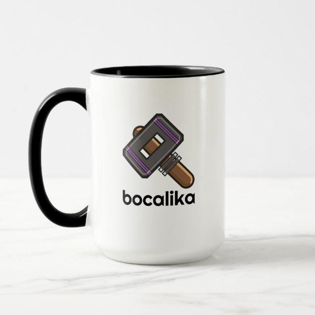 Custom Pixel Hammer Logo Mug – Editable Text (Left)