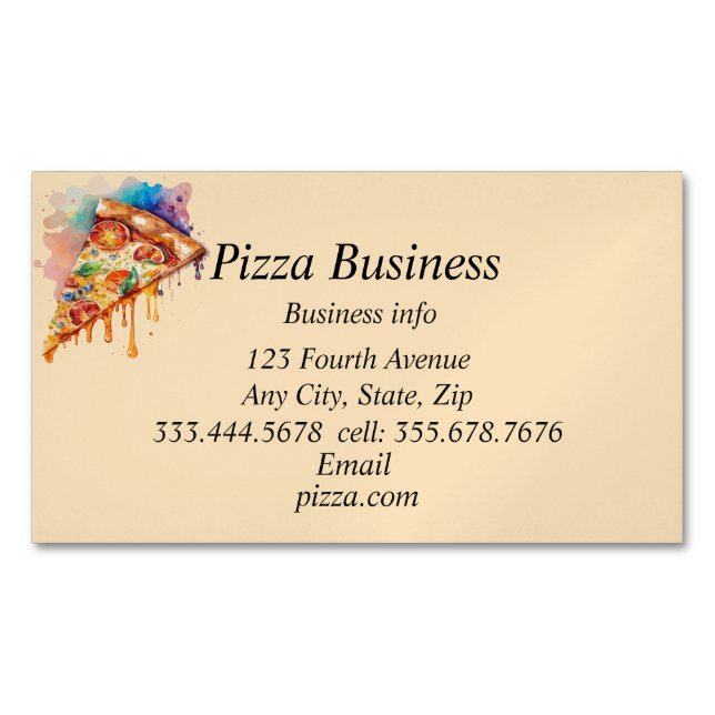 Custom Pizza Business Name Magnetic Business Card (Front)