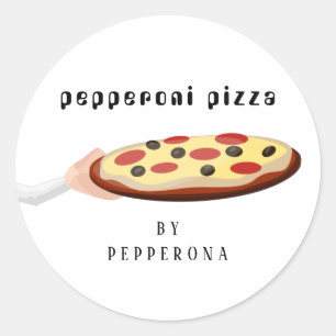Custom pizza pepperoni simple illustration white  classic round sticker