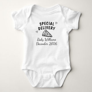Custom Pizza Special Delivery Pregnancy Reveal Baby Bodysuit