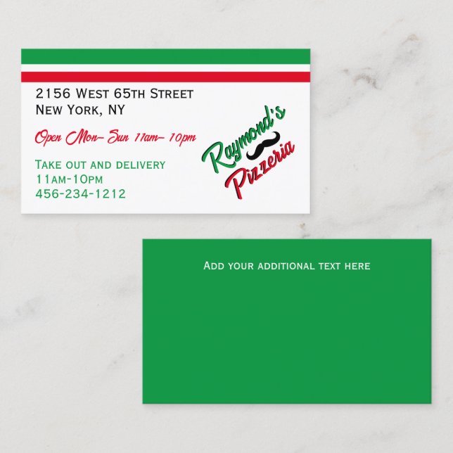 Custom Pizzeria  Business Card (Front/Back)