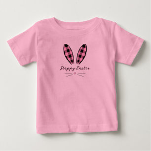 Custom plaid bunny ears Easter Baby T-Shirt