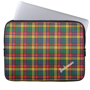 Custom Plaid Clan Buchanan Personalised Tartan Laptop Sleeve