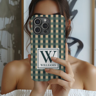 Custom Plaid Monogram Phone Case Gift for Women
