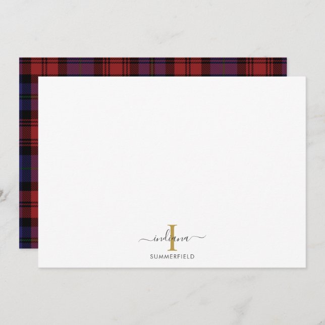 Custom Plaid Monogram Rustic Tartan  Card (Front/Back)