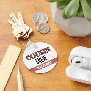 Custom Plaid Pattern Cousin Crew Cousin Squad Key Ring