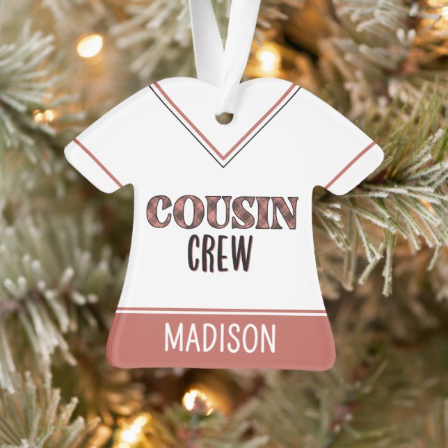 Custom Plaid Pattern Cousin Crew Cousin Squad Ornament (Tree)