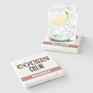 Custom Plaid Pattern Cousin Crew Cousin Squad Stone Coaster