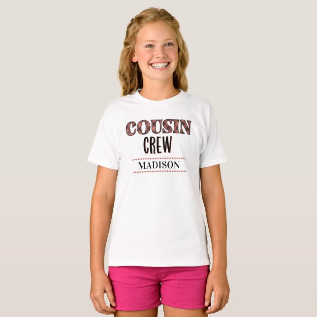 Custom Plaid Pattern Cousin Crew Cousin Squad T-Shirt (Front Full)