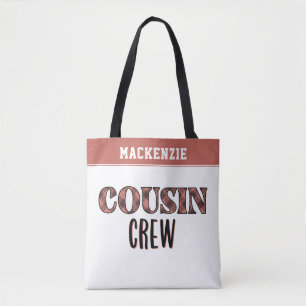 Custom Plaid Pattern Cousin Crew Cousin Squad Tote Bag