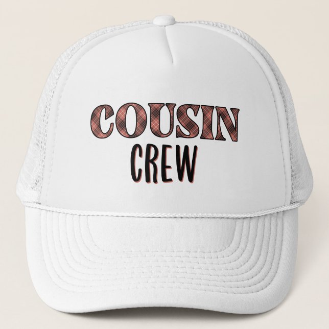 Custom Plaid Pattern Cousin Crew Cousin Squad Trucker Hat (Front)
