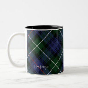 Custom Plaid Purple Green  MacKenzie Tartan Two-Tone Coffee Mug