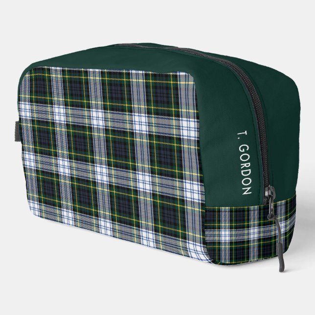 Custom Plaid  White Green Pattern Gordon Tartan Dopp Kit (Right Corner)