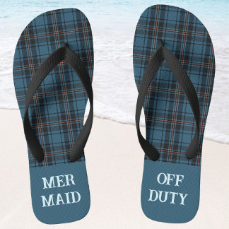 Custom Plaids Funny Beach Retirement Gifts for Dad Thongs