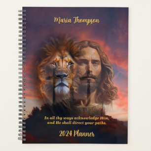 Custom Planner Jesus Lion Sunset Cross Background