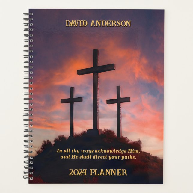 Custom Planner Jesus Lion Sunset Cross Background (Front)