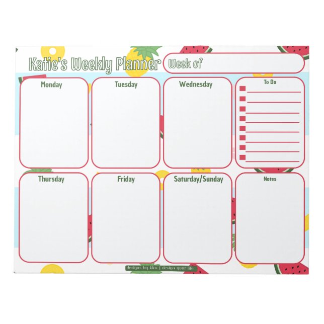Custom Planner | Pineapple Watermelon Pattern Notepad (Front)