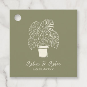 Custom Plant Care Olive Sage Green Business Favour Tags