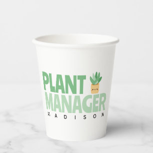 Custom Plant Manager Name Cactus Plant Green Black Paper Cups