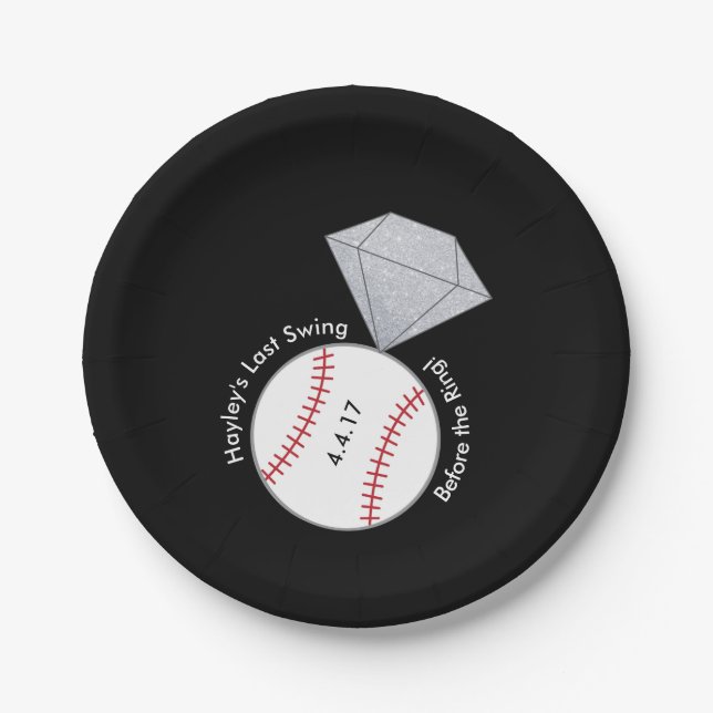 Custom Plates for Bachelorette- Baseball Theme (Front)