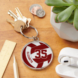 custom player name maroon volleyball  key ring