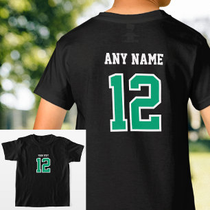 Custom Player Number Name Sports Green Black T-Shirt