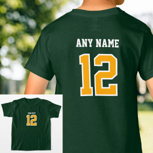 Custom Player Number Name Sports Green Yellow T-Shirt