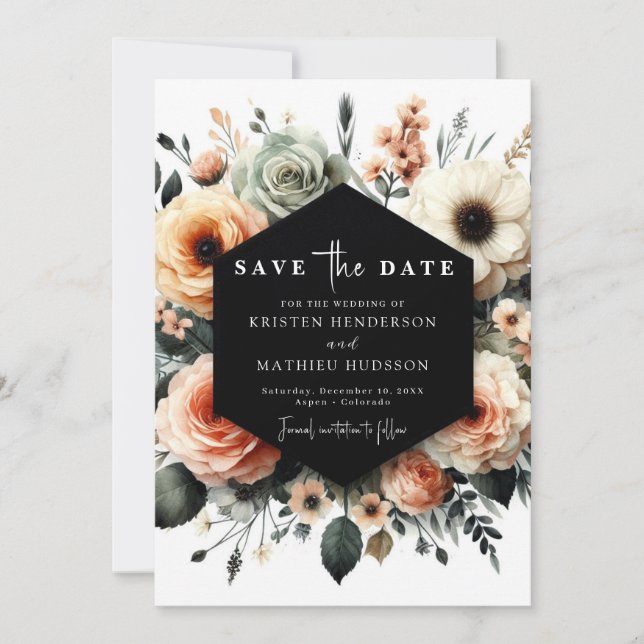 Custom Playful Peach Wedding Save The Date (Front)