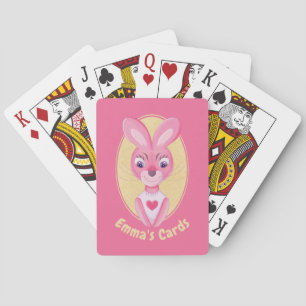 Custom playing cards for girls with cartoon bunny