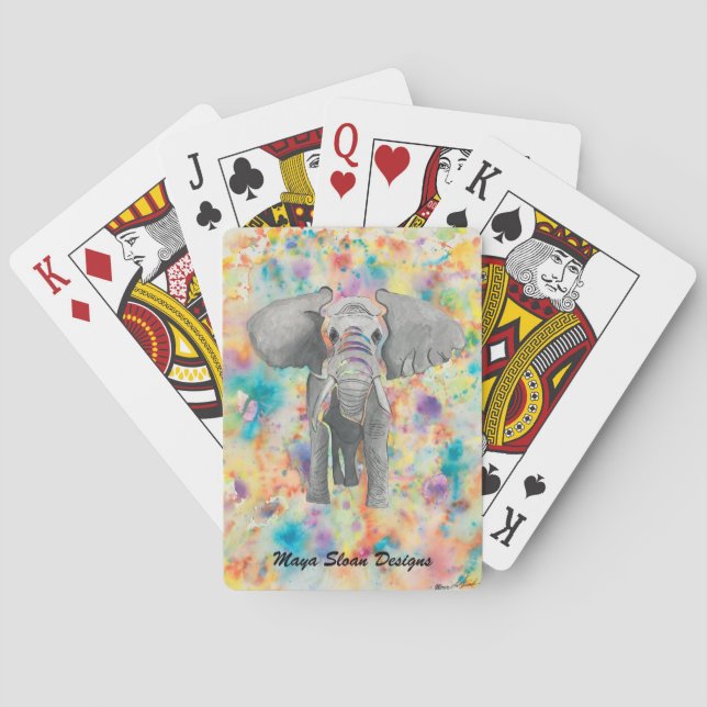 Custom playing cards with elephant original art (Back)