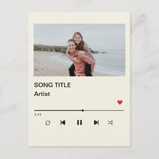 Custom Playlist Photo and Song QR Code PostCard (Front)