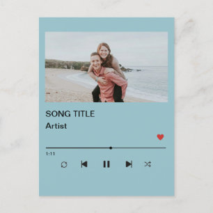 Custom Playlist Photo and Song QR Code PostCard 
