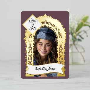Custom Plum Grad Party Invitation Photo Collage