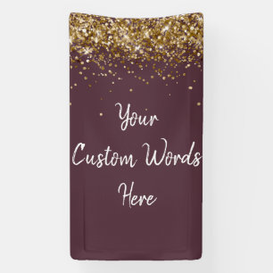 Custom Plum Purple Gold Birthday Party Photo Prop Banner